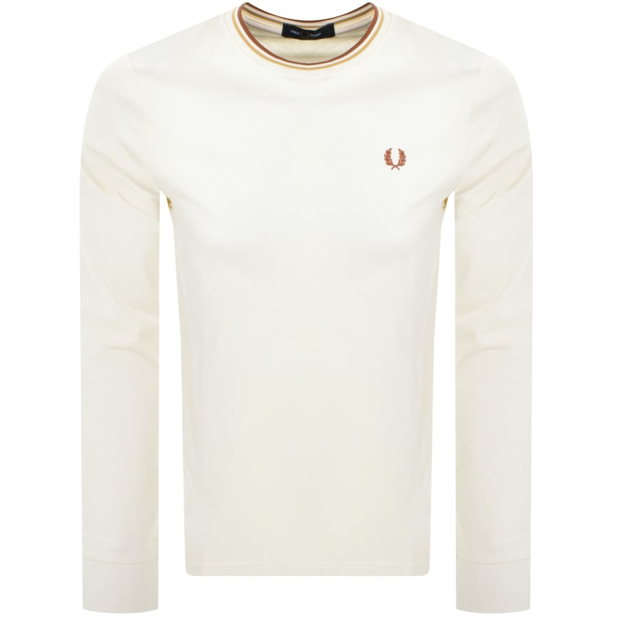 Fred Perry Twin Tipped Long Sleeved T Shirt Ecru | Mainline Fred Perry Twin Tipped Long Sleeved T Shirt Ecru | Mainline